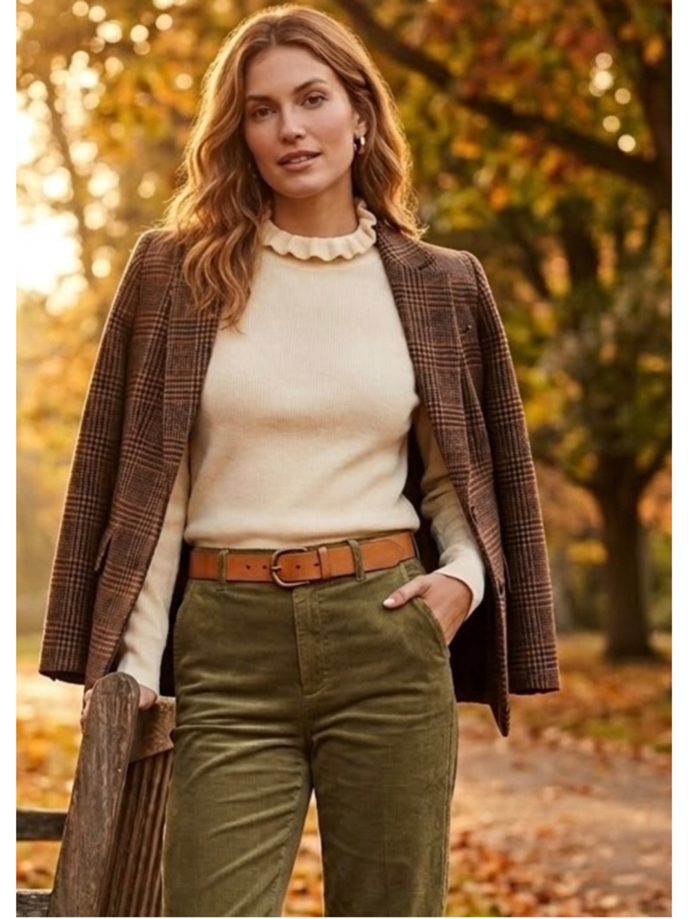 J.Crew Womans Sweater Ruffle Neck Sweater Beige Ivory Size M Merino Wool Blend